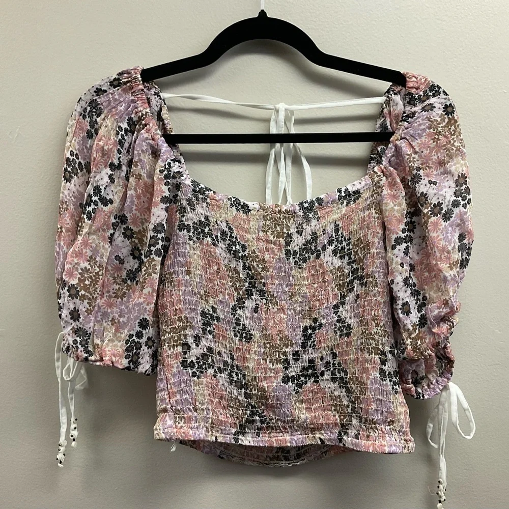Free People Smocked Back On Top Crop Top
